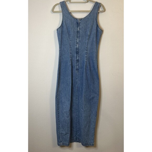 Vintage 90s Switch USA Sexy Denim Bodycon Midi Dress Size S - Picture 2 of 5